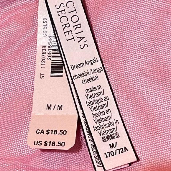 NWT VICTORIA'S SECRET Dream Angel Cheekini Pantie Sz M Sparkle Pink Lace - Picture 3 of 4
